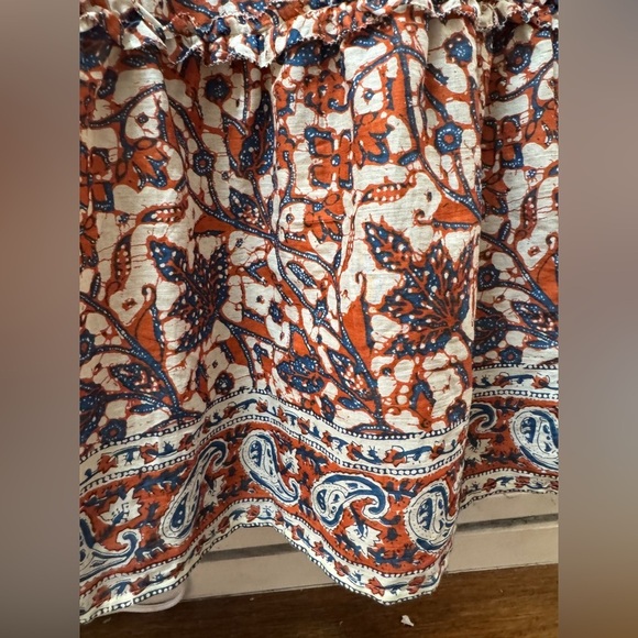 Love the Label Floral Paisley Smocked Tiered Ruffle Orange Blue Maxi Dress M - Picture 10 of 16